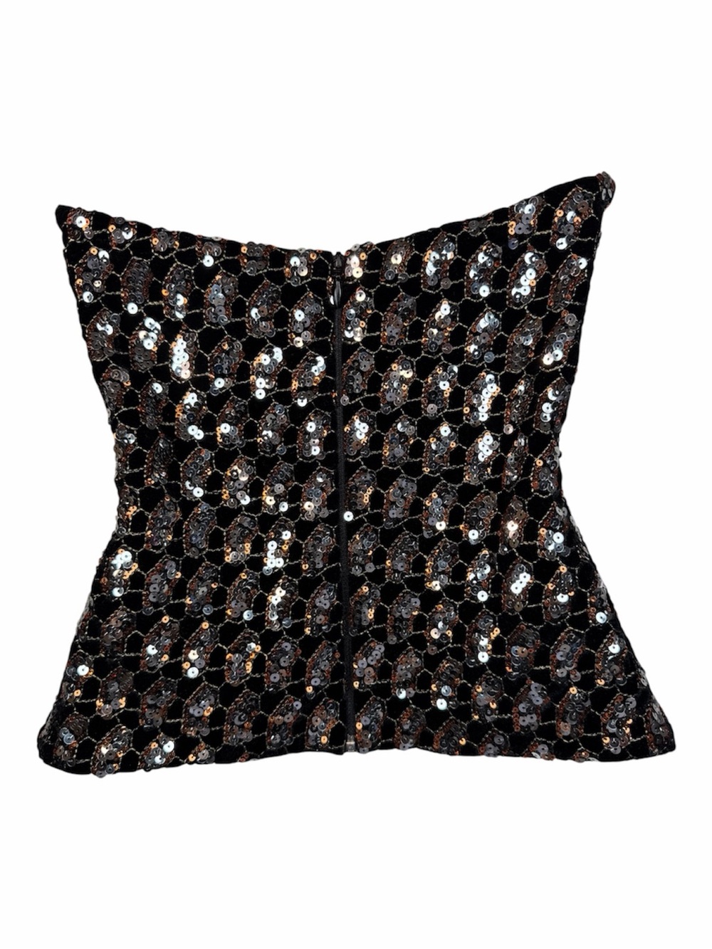 Sequin Bustier Smythe Black Art Deco Top Sweetheart 2 Paillette Bodice Holiday - Picture 2 of 9